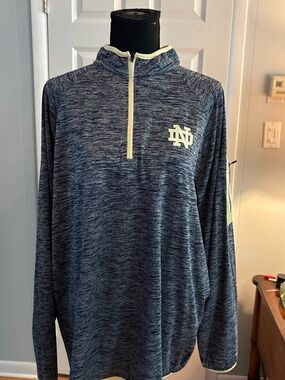 Colosseum Navy Heather Quarter-Zip Pullover with Cream Trim